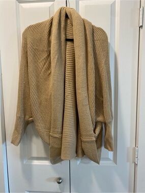 Forever 21 Tan Open-Front Knit Cardigan with Shawl Collar
